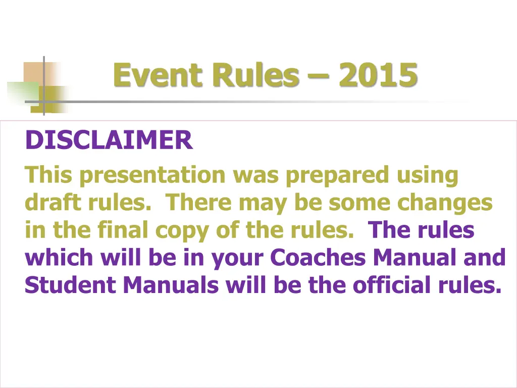 event rules 2015
