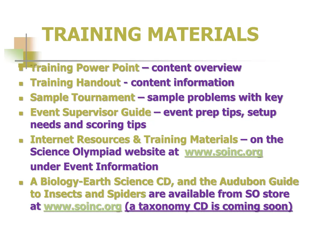 training materials