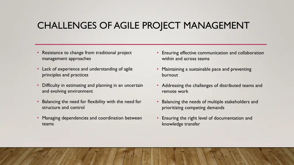 challenges of agile project management