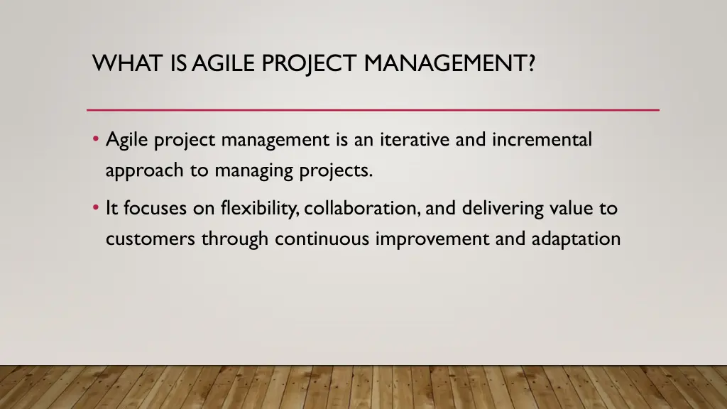 what is agile project management