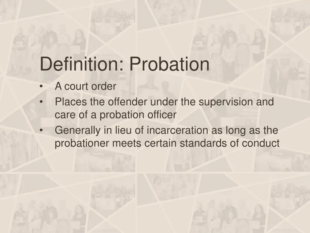 definition probation a court order places