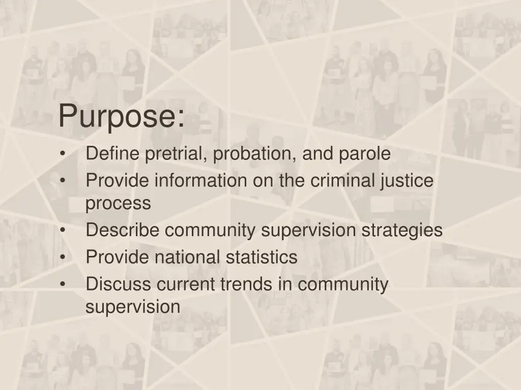 purpose define pretrial probation and parole
