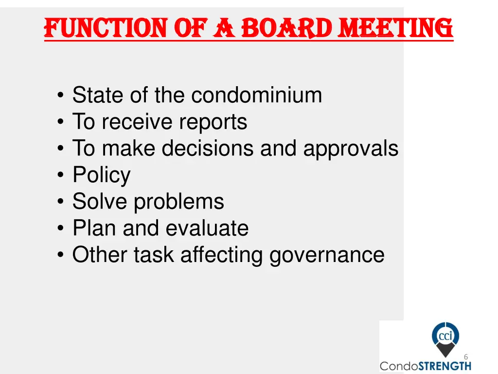 f function of a board meeting unction of a board