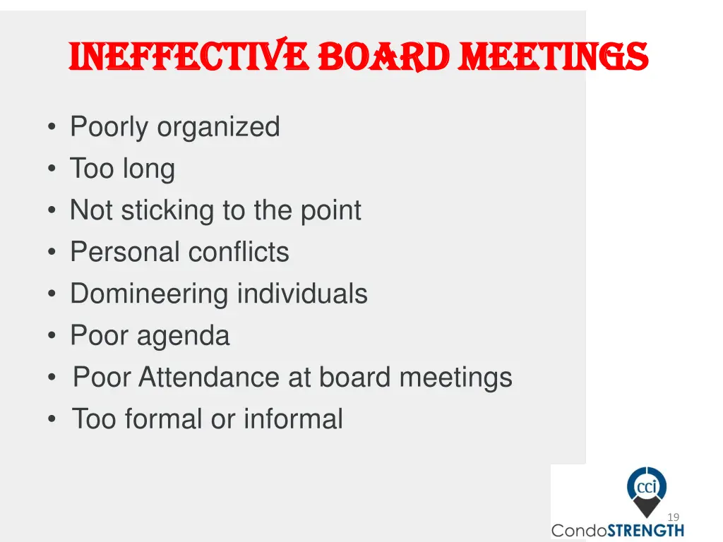 i ineffective neffective board meetings board
