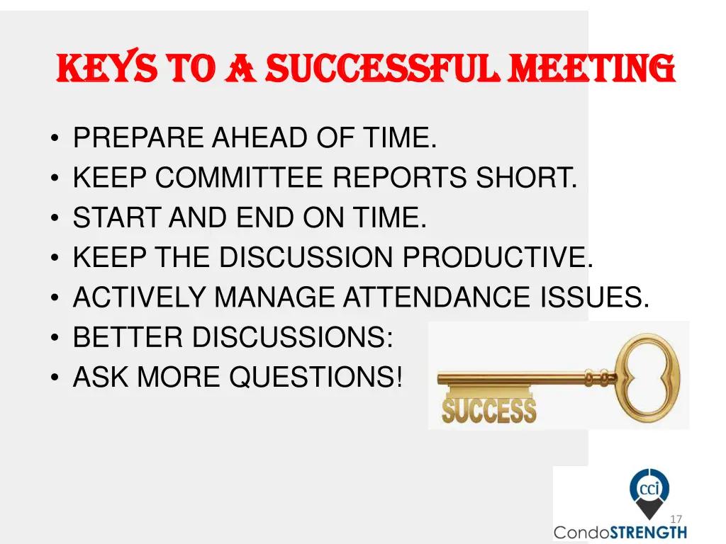 k keys eys to a successful meeting