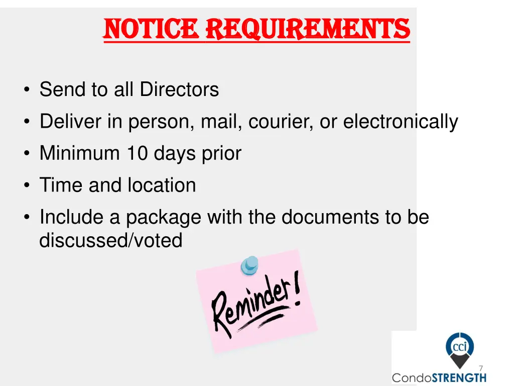notice notice requirements requirements