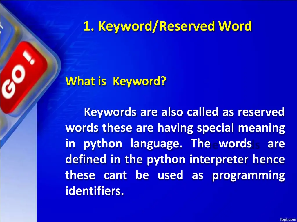 1 keyword reservedword