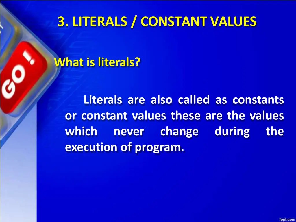 3 literals constantvalues