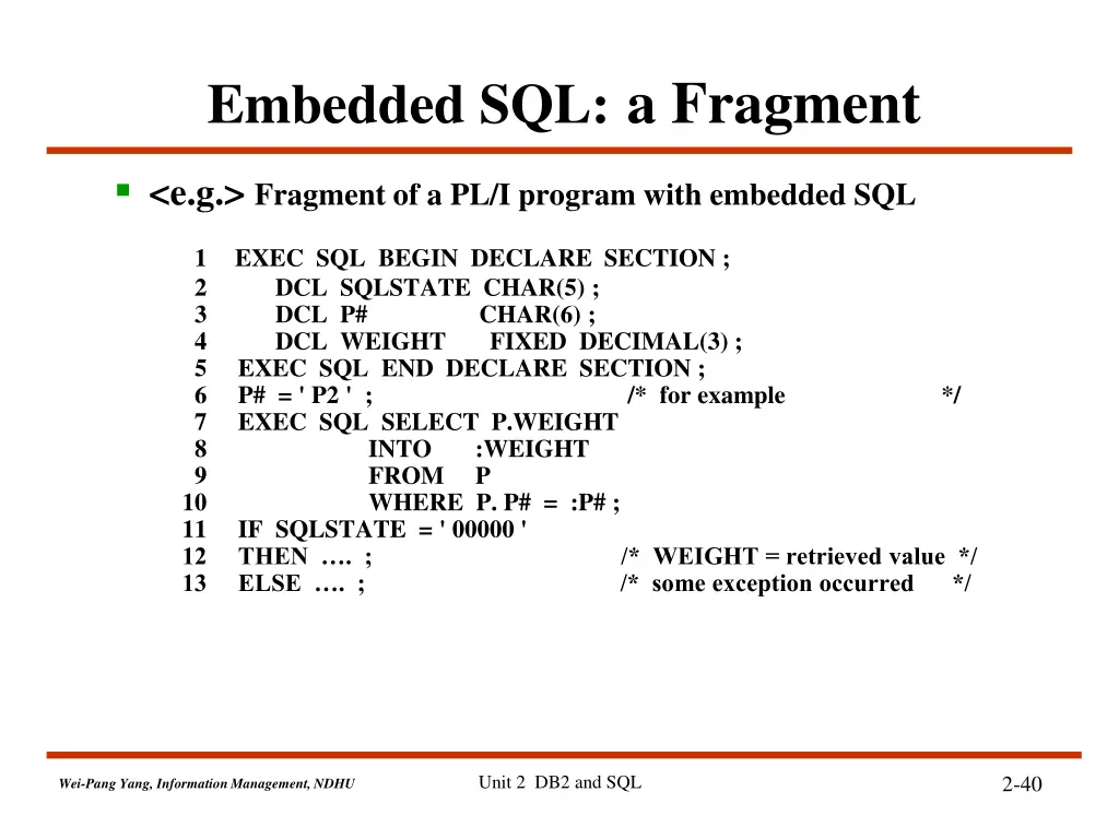 embedded sql a fragment