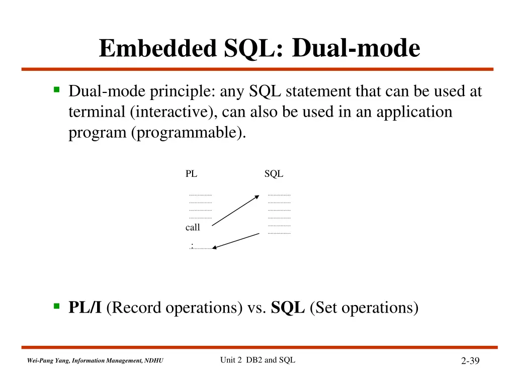 embedded sql dual mode