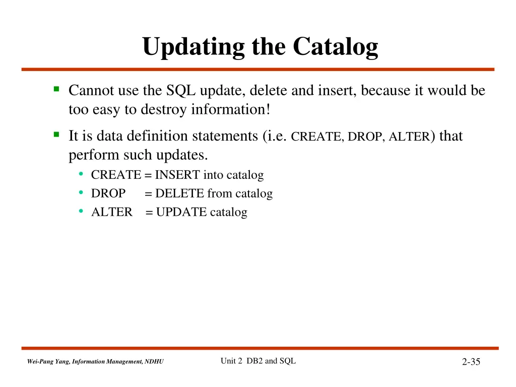 updating the catalog