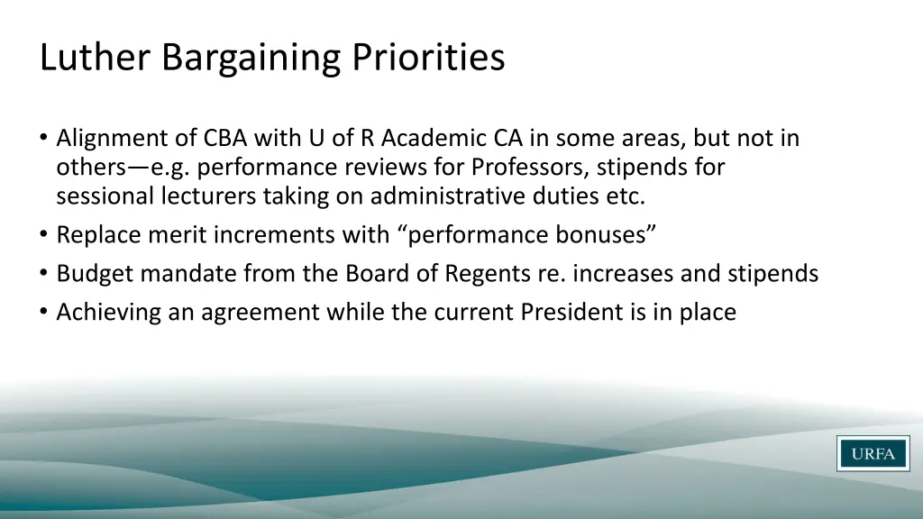 luther bargaining priorities