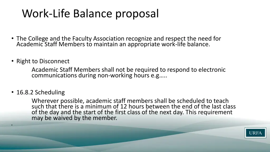 work life balance proposal