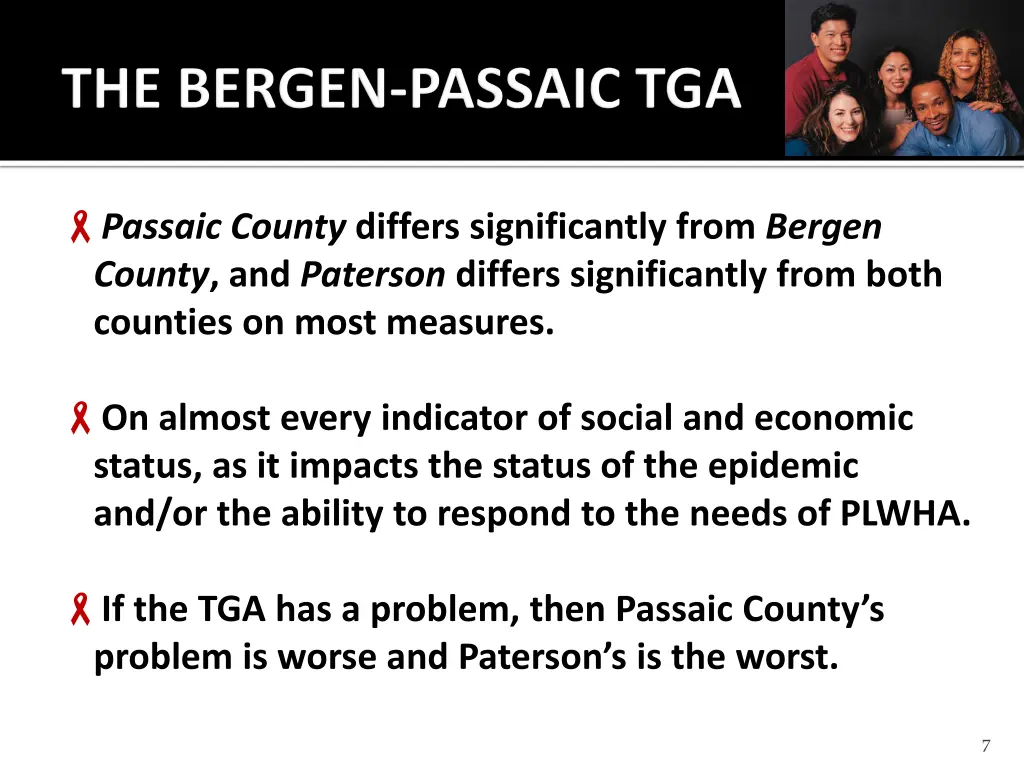 passaic county differs significantly from bergen