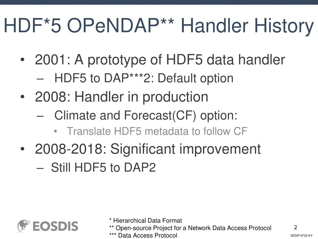 hdf 5 opendap handler history