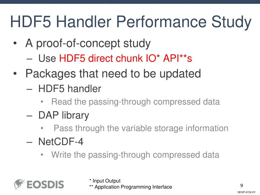 hdf5 handler performance study a proof of concept