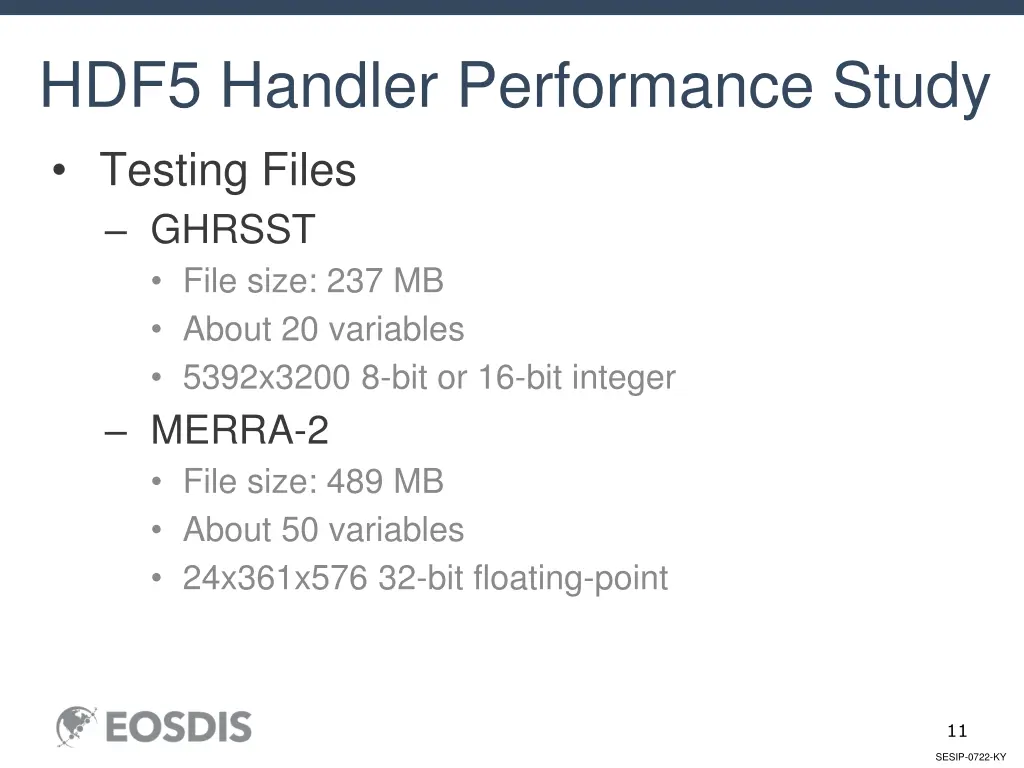 hdf5 handler performance study testing files