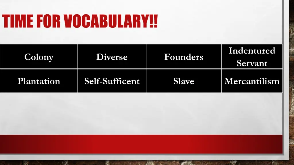 time for vocabulary