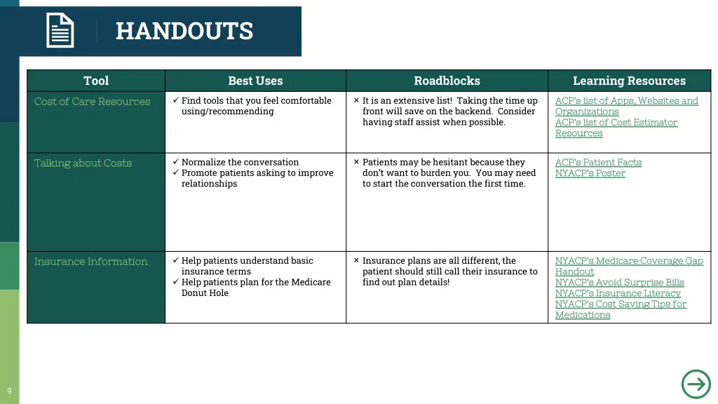 handouts