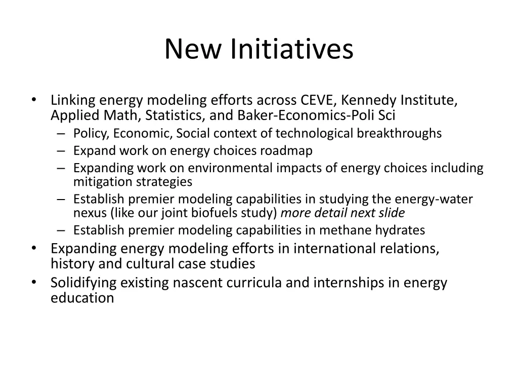 new initiatives
