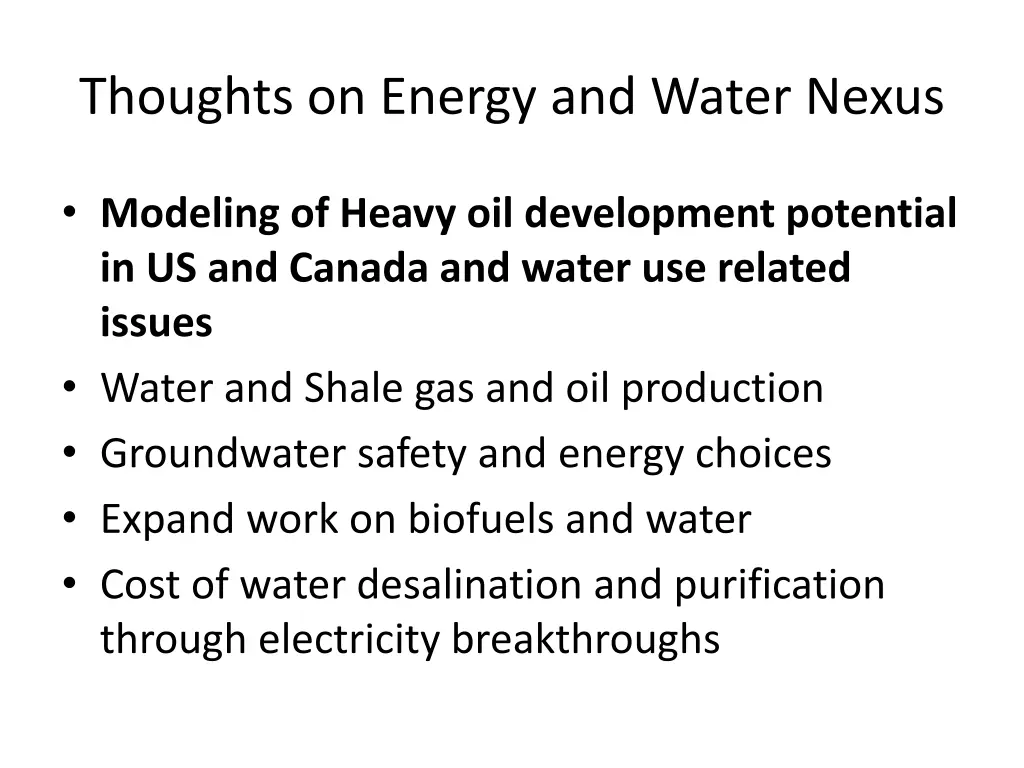 thoughts on energy and water nexus