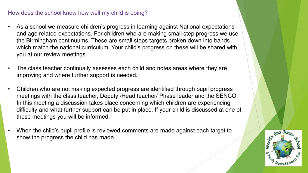 how does the school know how well my child