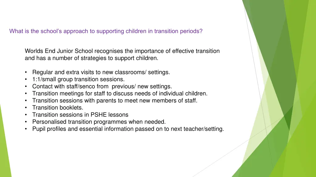 what is the school s approach to supporting