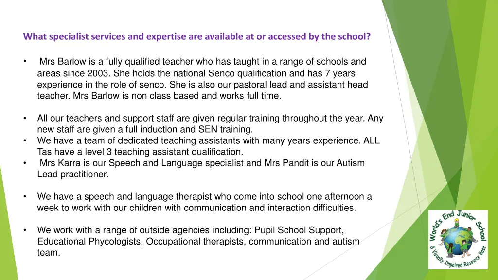 what specialist services and expertise