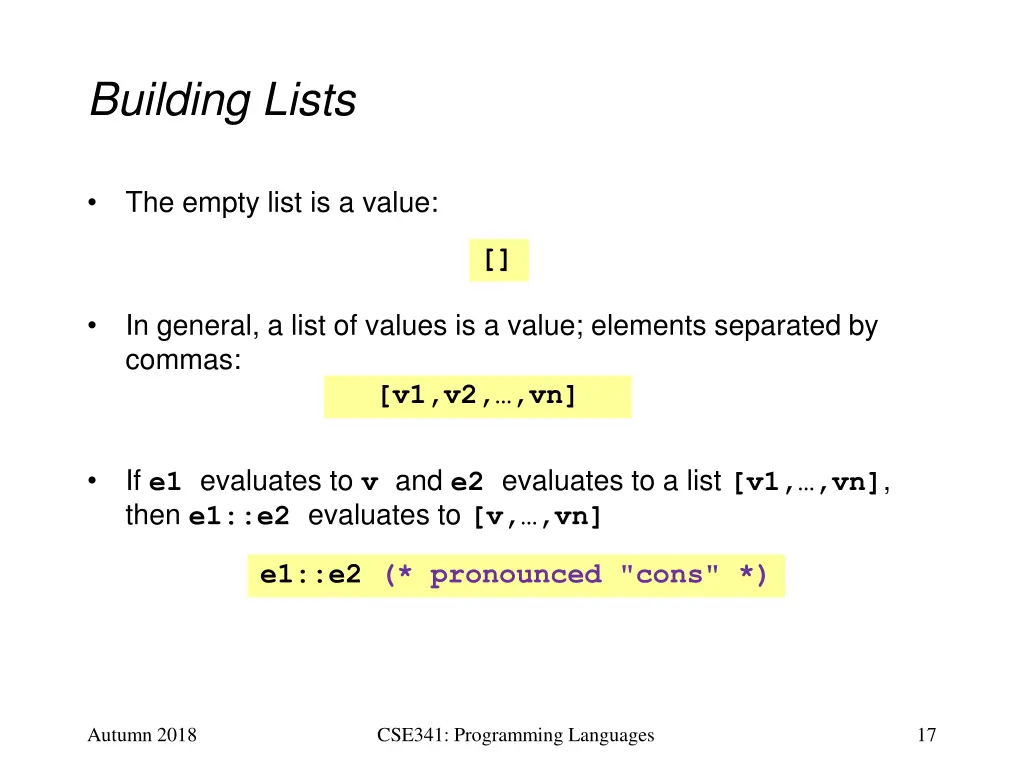 building lists
