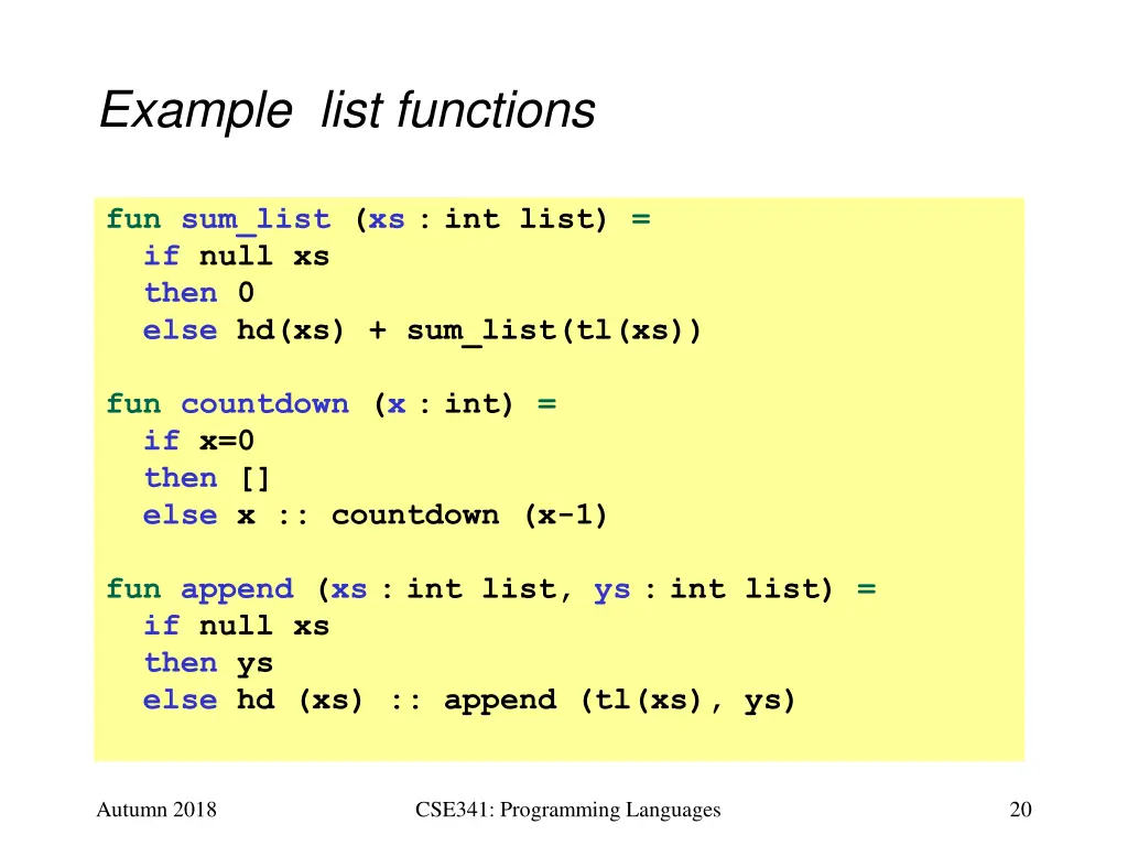 example list functions