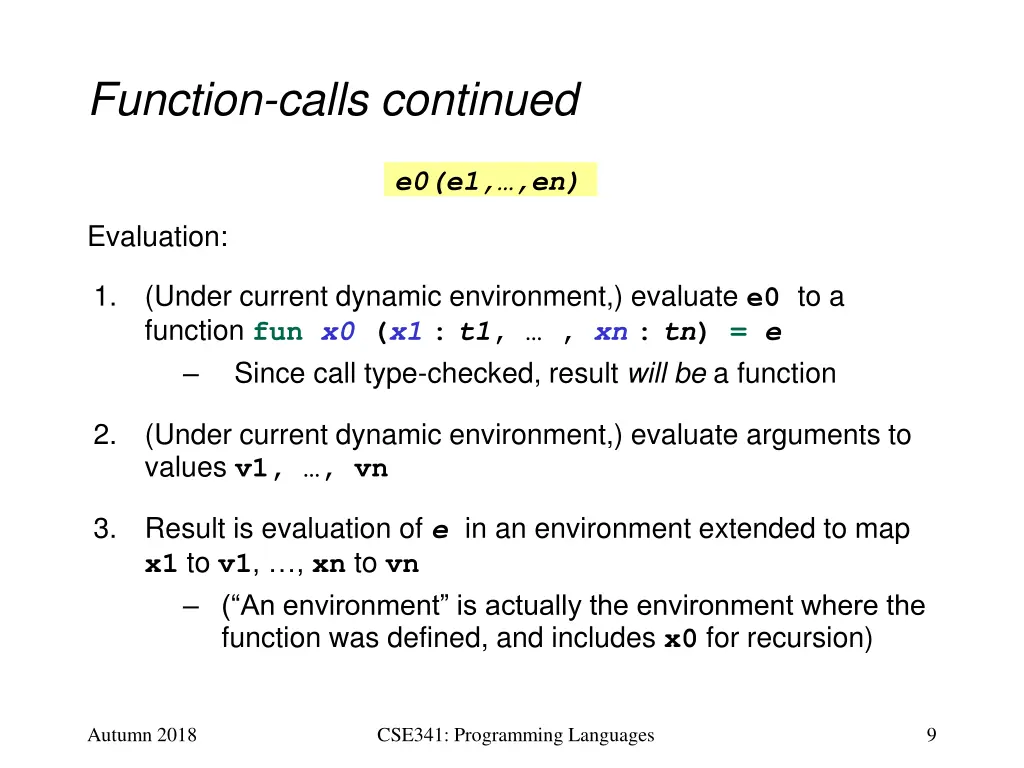 function calls continued