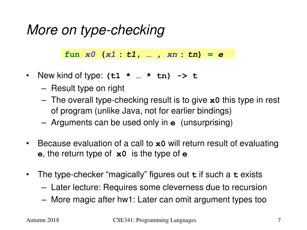 more on type checking