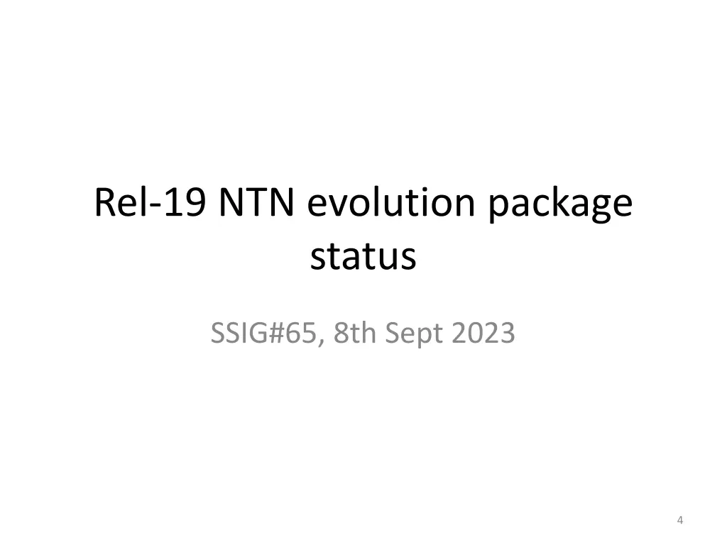 rel 19 ntn evolution package status