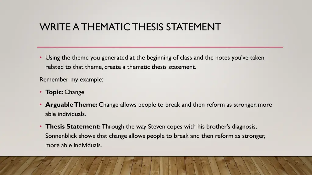 write a thematic thesis statement