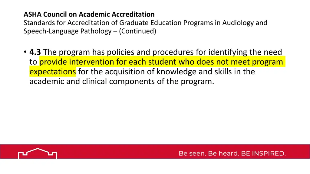 asha council on academic accreditation standards 1