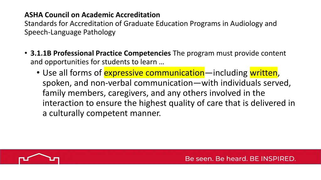 asha council on academic accreditation standards