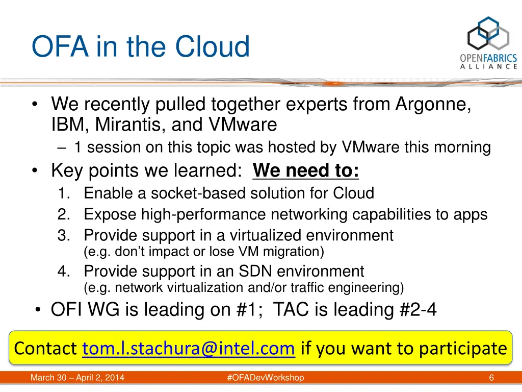 ofa in the cloud
