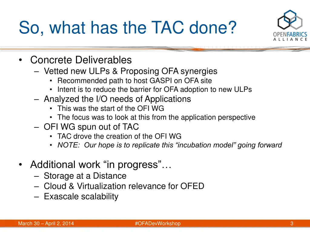 so what has the tac done