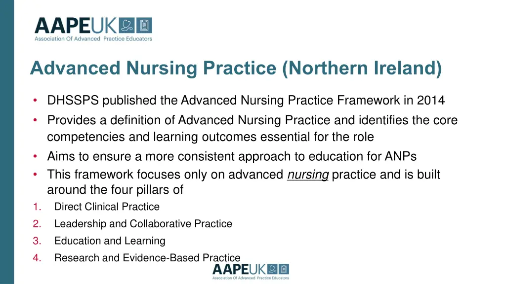 advanced nursing practice northern ireland