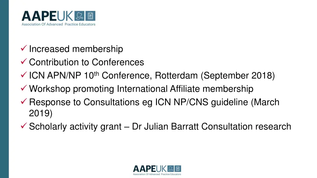 increased membership contribution to conferences