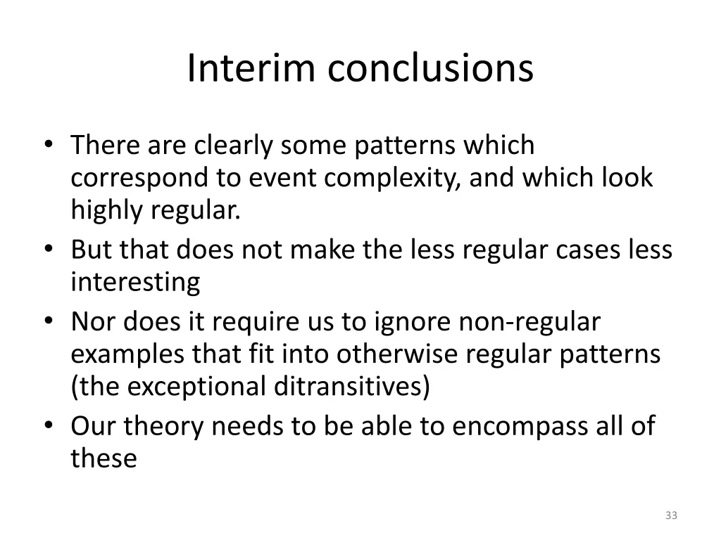 interim conclusions