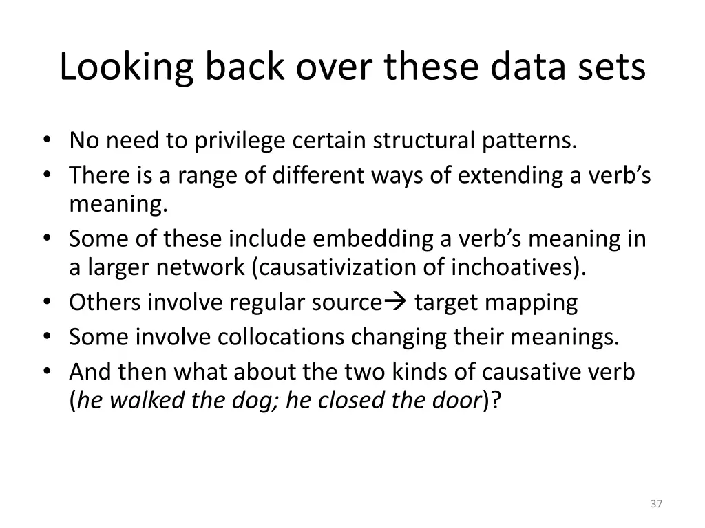 looking back over these data sets