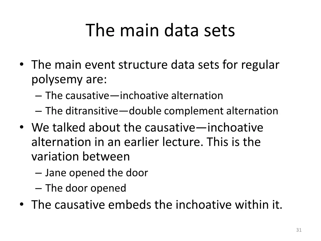 the main data sets