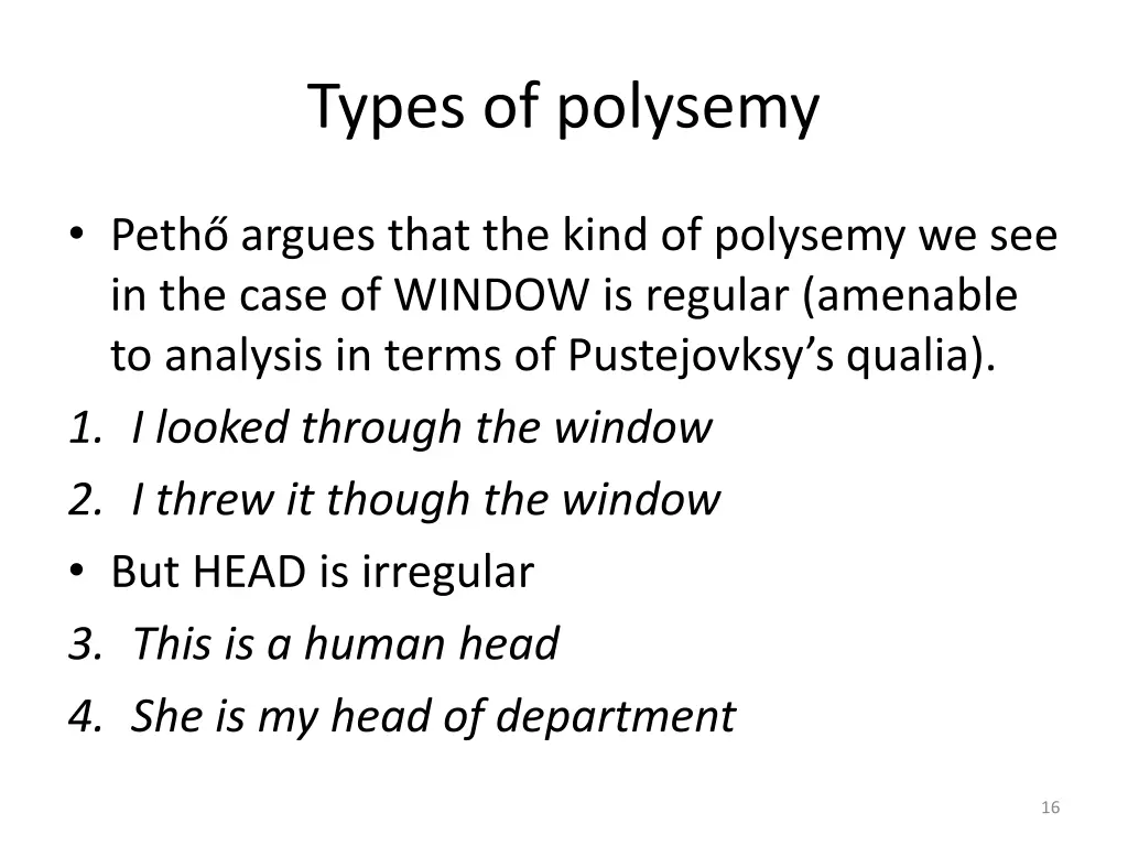 types of polysemy 1