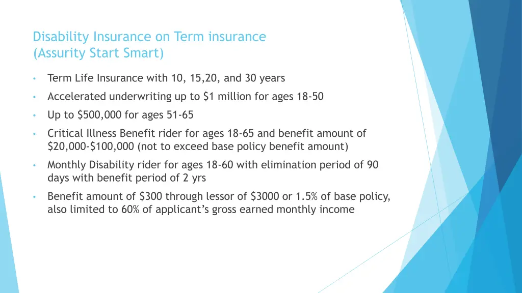 disability insurance on term insurance assurity