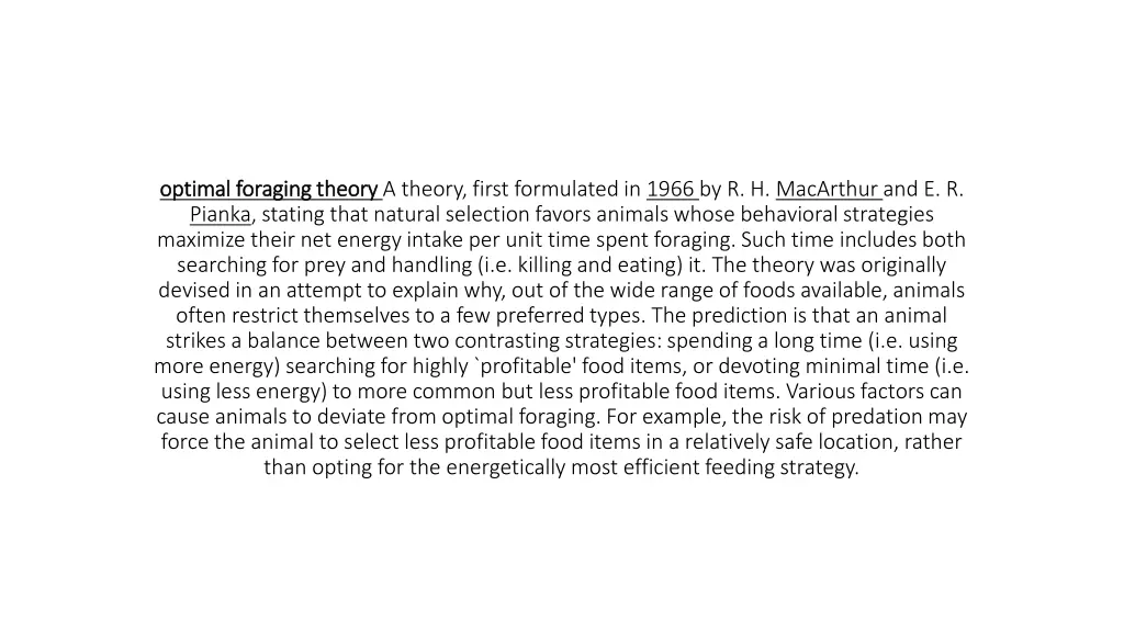 optimal foraging theory optimal foraging theorya