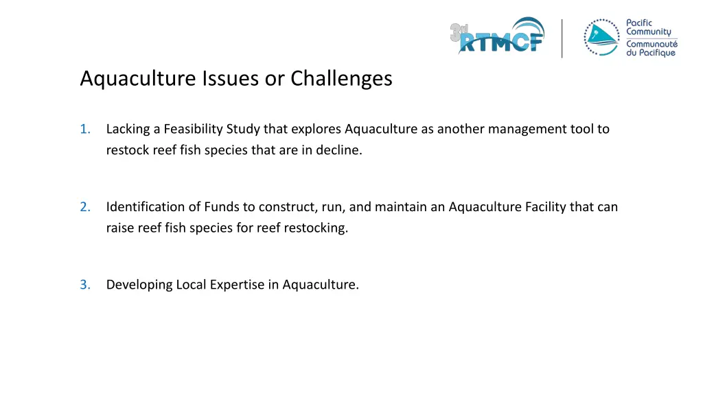 aquaculture issues or challenges