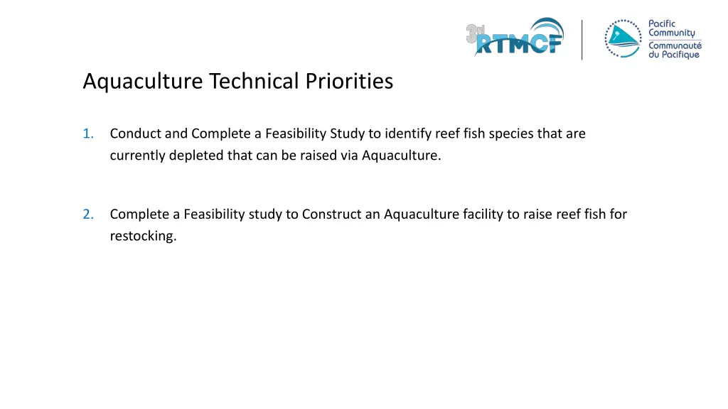 aquaculture technical priorities