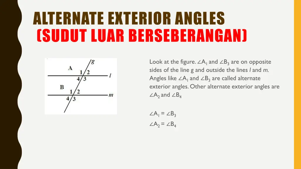 alternate exterior angles sudut luar berseberangan