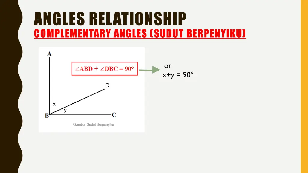 angles relationship complementary angles sudut